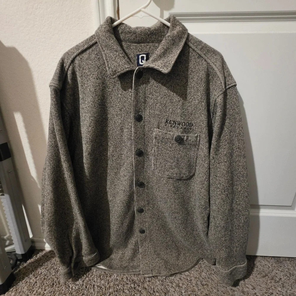 Vintage Quiksilver Mens Large Knit Shirt Jacket Brown Made in USA Kenwood 90s